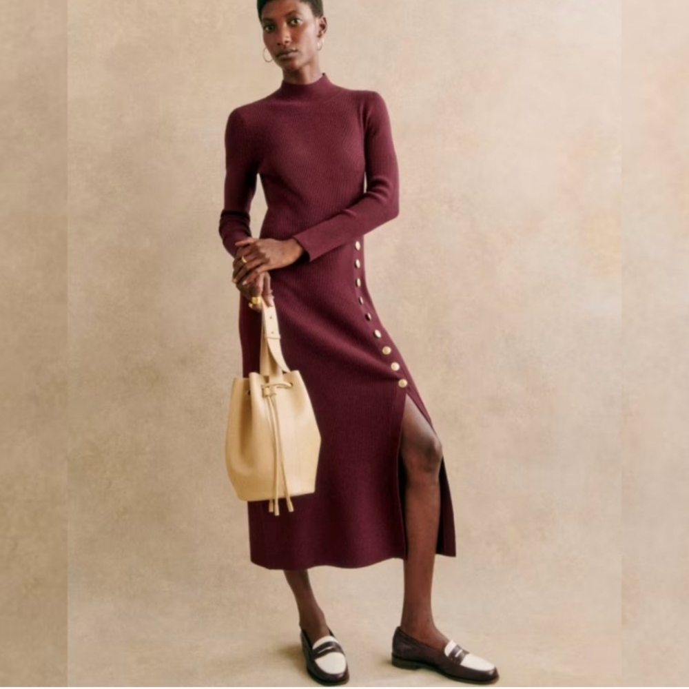 Sezane - Harper dress -Size L Burgundy NWT